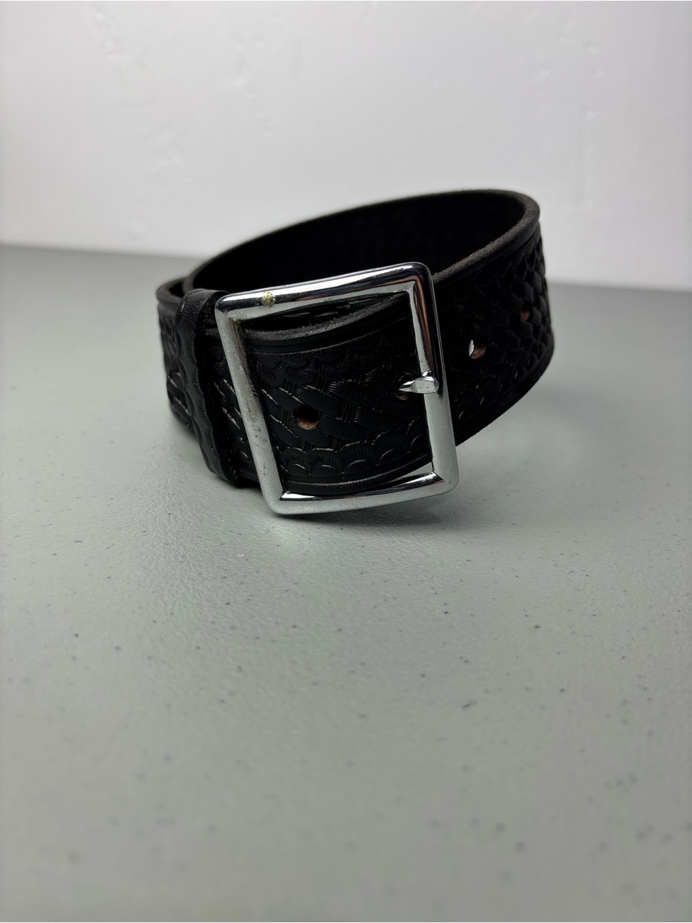 Boston Leather Black Belt USA Men's Mechanic Belt Basketweave 28